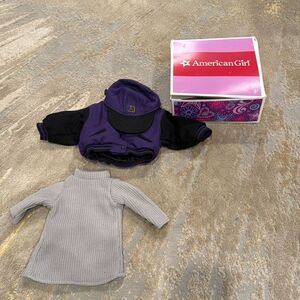 American Girl Pleasant Company Purple Varsity JACKET And CAP Retired with sweate